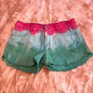 Guess Pink and Green Jean Shorts Casual Summer Style